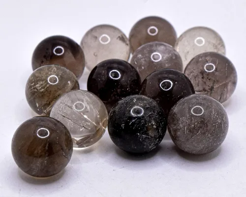 Vista 2 de 0.787 in Claro Marrón Ahumado Cuarzo Esfera Pulido Natural Brillante Translúcido Piedra Preciosa Cristal Mineral Decoración Bola - China (1PC)