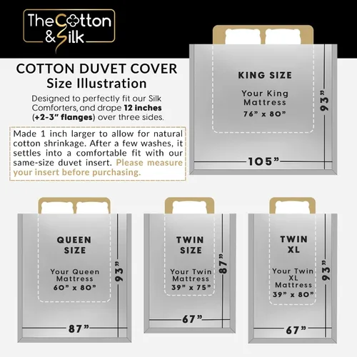 Vista 8 de THE COTTON & SILK® Funda de Edredón de Algodón de Fibra Larga 100% de Lujo - Suave y Transpirable - Incluye 1 Funda de Edredón con Lazos