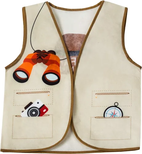 Vista 3 de Tigerdoe Cascos Pith – 8 chalecos de safari y 8 sombreros para niños – Suministros de fiesta de selva – Recuerdos de fiesta de safari – Disfraces