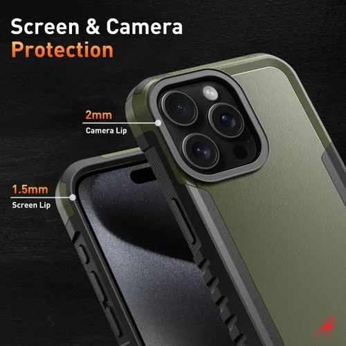 Vista 6 de Funda resistente para iPhone 15 Pro Max de 6.7 pulgadas con 2 protectores de pantalla + protectores de lente de cámara