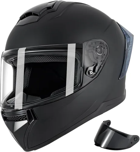 Vista 12 de Cascos de motocicleta de cara completa para adultos, casco de motocicleta para hombres y mujeres, aprobado por DOT con 2 viseras extraíbles
