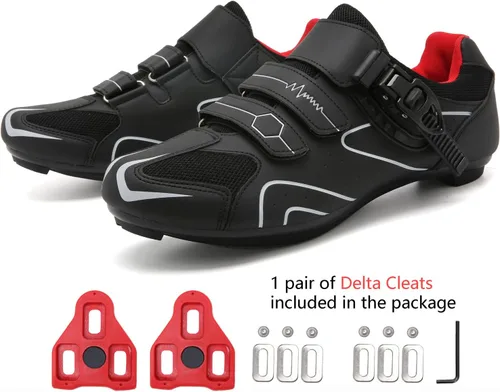 Vista 2 de Zapatos de ciclismo para hombre y mujer, compatibles con pedales de bicicleta de interior Peloton, zapatos de bicicleta de carretera preinstalados