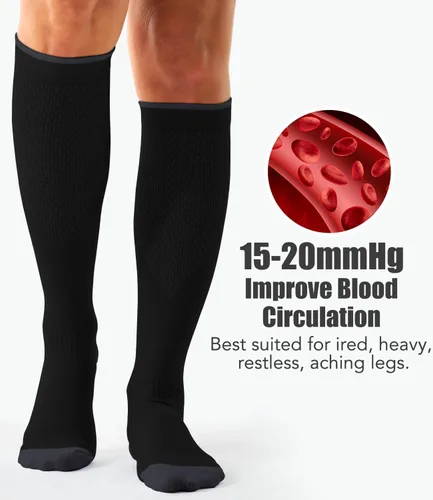 Vista 108 de Paquete de 3 pares de calcetines de compresión médica para mejorar la circulación de mujeres y hombres, para correr, hacer deporte y amamantar