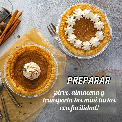 Vista 4 de Pack de 60 latas para tartas de 5 pulgadas, latas desechables para mini tartas, aluminio para tartas, moldes individuales para hornear mini potpie