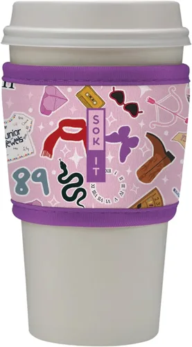 Vista 205 de Sok It HotSok Coffee & Tea - Funda de neopreno con aislamiento reutilizable (floral abstracto)