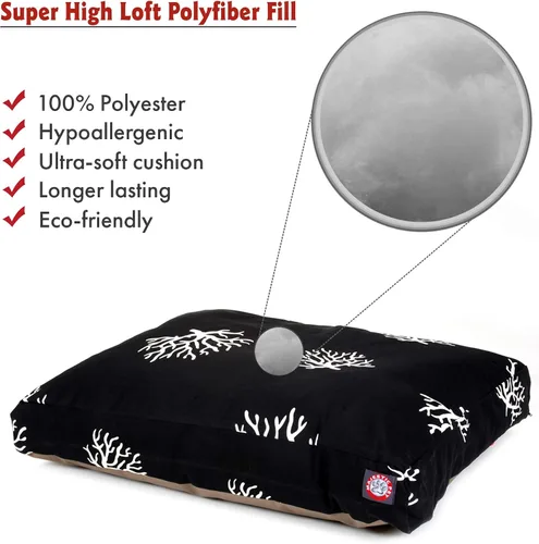 Vista 2 de Majestic Pet Products - Cama rectangular pequeña para perros y mascotas, color coral negro, con funda extraíble y lavable Removable & Washable