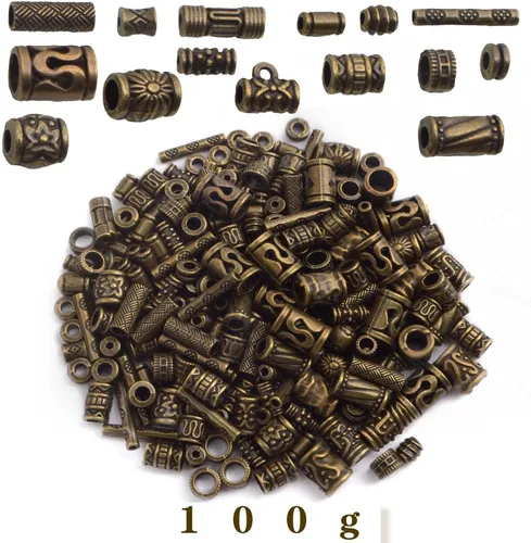 Vista 12 de BronaGrand 3.53 oz (alrededor de 220-300 unidades) cuentas espaciadoras de columna de oro antiguo, abalorios, collares, dijes, accesorios para Oro