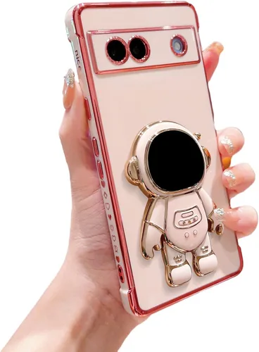 Vista 29 de phylla Funda para teléfono para Google Pixel 7A 6.1" 5g, Funda de teléfono con soporte astronauta chapado de lujo con patrón lateral pequeño