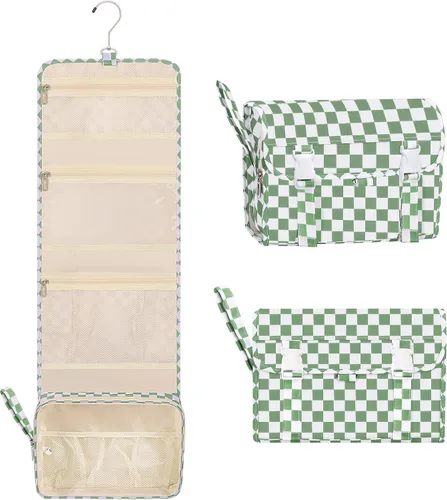 Vista 15 de Pequeña bolsa de aseo colgante para hombres y mujeres, organizador colgante portátil para kit de ducha de tamaño de viaje, accesorios de maquillaje