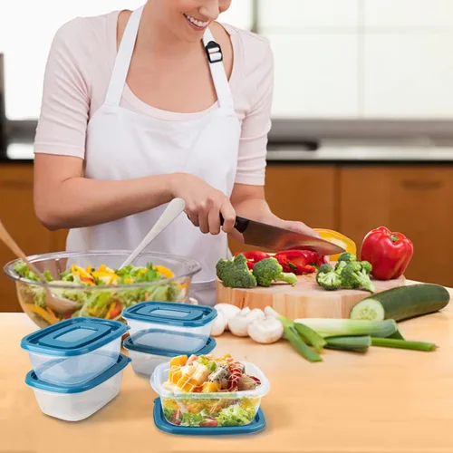 Vista 3 de PEDECO 10 recipientes de almacenamiento de alimentos, aptos para microondas y congelador, juegos de recipientes de alimentos, recipientes