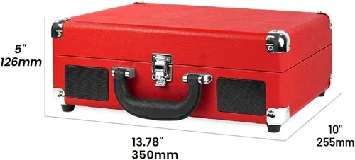 Vista 9 de VictrolaJugador de registro portátil de la maleta de Bluetooth de 3 velocidades de la vendimia con altavoces incorporados Built-in stereo