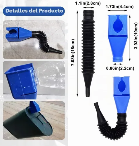 Vista 3 de Embudo de plástico retráctil para cambio de aceite para automóviles y motocicletas (A-Blue+White)