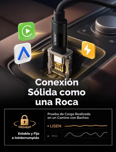 Vista 4 de LISEN Paquete de 2 cables USB C a USB C en espiral de 60 W para Android Negro espacial