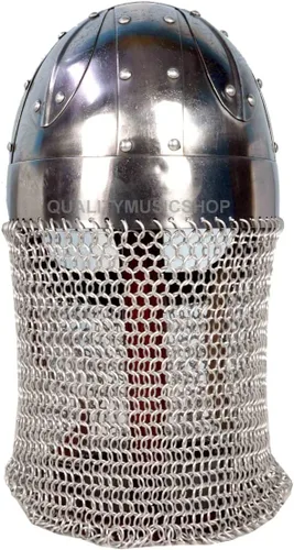Vista 2 de Casco Viking Battle Armor 18G Acero y Chainmail