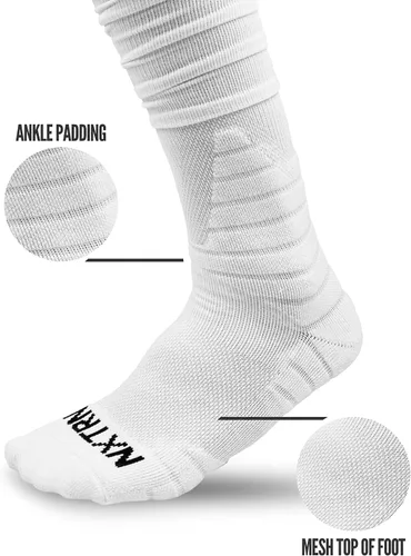 Vista 3 de Nxtrnd XTD - Calcetines de fútbol americano fruncidos, calcetines deportivos acolchados extralargos para hombres y niños