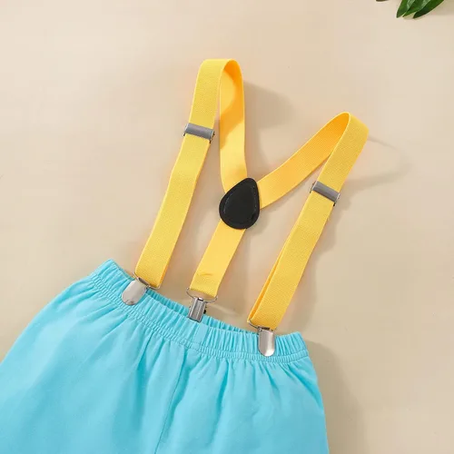 Vista 6 de Highnesson-ww Ropa divertida para el primer cumpleaños para bebé, ropa para bebé, con corbatín, mameluco, pantalones, conjunto de tirantes, trajes