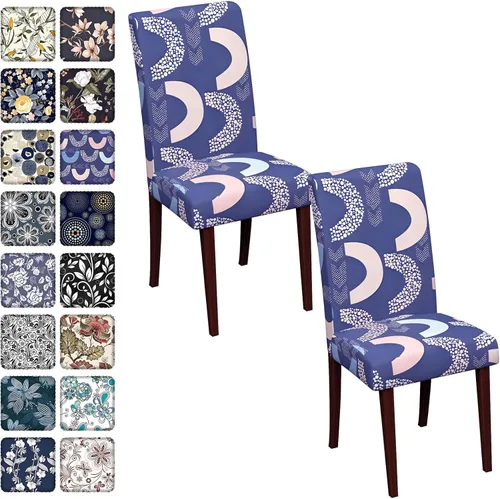 Vista 102 de Fundas para sillas de comedor CoSofSLIP, juego de 2, fundas estampadas elásticas antideslizantes, fundas extraíbles y lavables para sillas