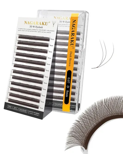 Vista 351 de NAGARAKU Extensiones de pestañas prefabricadas en abanico 3D W 0.05 C 0.315 0.05-C 3D W