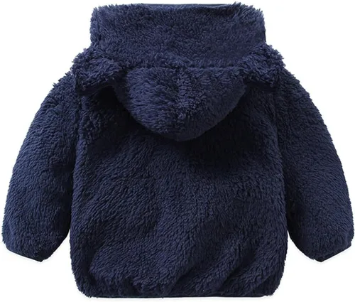 Vista 3 de Chaqueta de forro polar para bebé niño y niña, ropa de invierno para niños, abrigo para niños pequeños, suéter para niños Azul