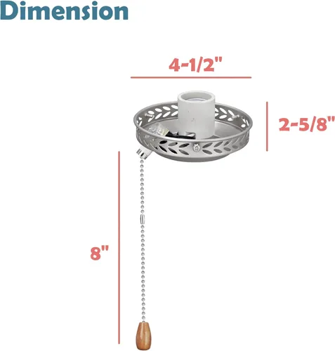Vista 4 de Aspen Creative 22001-11, kit de luces para ventilador de techo de una sola luz con cadena de tracción, níquel cepillado