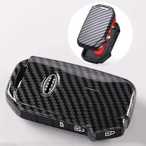 Vista 3 de ontto Funda para llavero para llavero Kia Remote Case Holder Carbon Partern Negro
