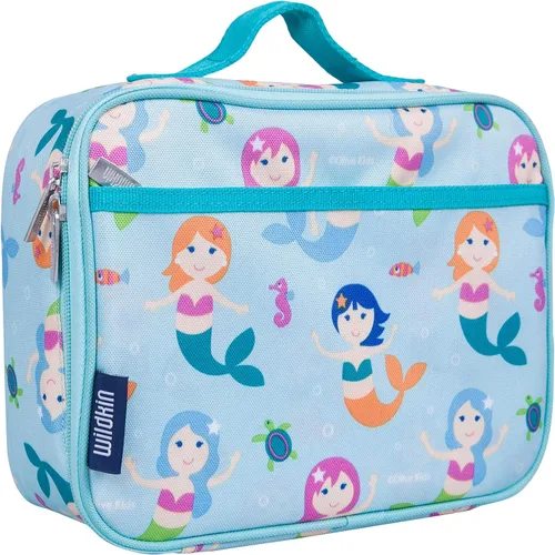 Vista 2 de Wildkin Paquete de lonchera con botella de agua de acero de 14 onzas para niños, duradera, aislada, para la escuela y viajes, sirenas