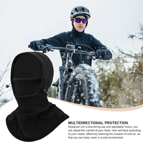 Vista 3 de Cycling Masque, Elastic Drawstring Winter Balaclava Full Face Cover, Waterproof Fleece Full Face Ski Cover, Warm
