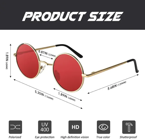 Vista 38 de CGID Gafas de sol unisex polarizadas redondas E01 Lennon