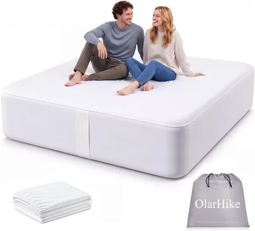 Vista 12 de OlarHike - Colchón de aire matrimonial con bomba integrada, cama inflable