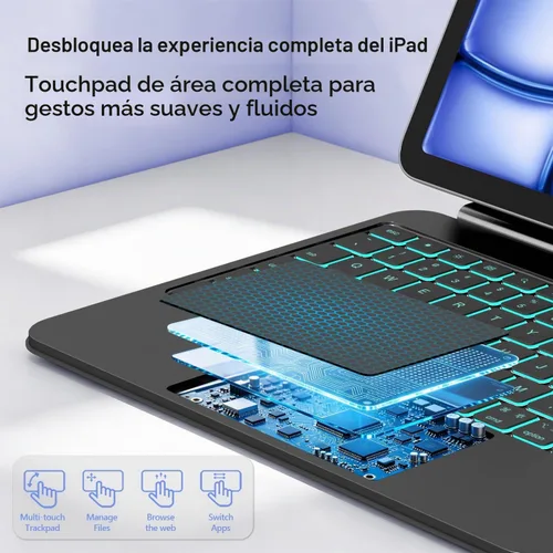 Vista 5 de Funda para teclado para iPad Air 11/Pro 11 (1-4), trackpad de Negro
