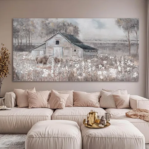 Vista 8 de SDYA Lienzo decorativo de paisaje para pared, impresiones fotográficas de animales, blanco y marrón, decoración para colgar en la pared, 24 x 48