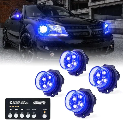 Vista 16 de Xprite Kit de luces estroboscópicas LED ámbar ocultas, 20 patrones intermitentes con panel de control, faros, luces traseras, luces antiniebla