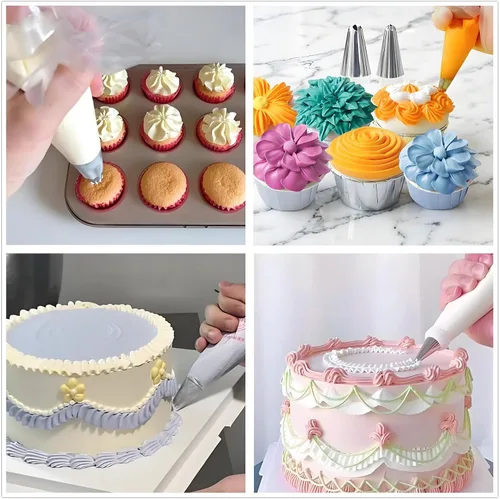 Vista 5 de Kit de decoración de pasteles, 190 piezas de suministros para Rosa