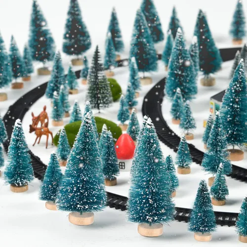 Vista 7 de KUUQA 48Pcs Árboles de Sisal Mini Árboles Cepillo para Botellas Modelos de Diorama Árboles de Navidad en Miniatura para Artesanías, Decoración