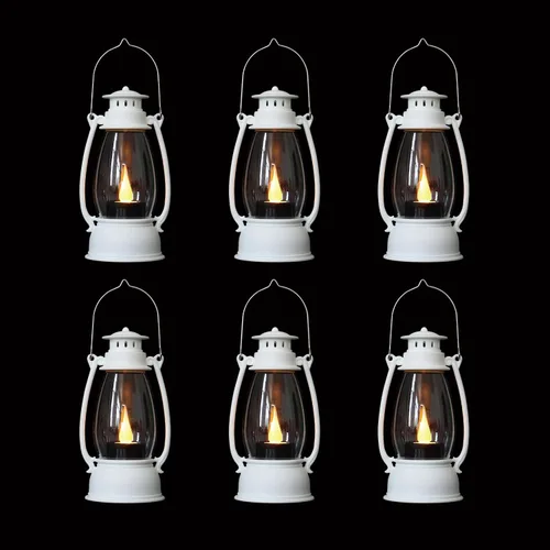Vista 13 de Mini linternas LED pequeñas de 6 piezas de luces LED doradas decorativas para interiores y exteriores, faroles de vela colgantes para granja, bodas