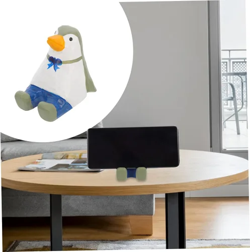 Vista 8 de Elegante soporte de madera para teléfono celular, diseño de pingüino, para mejorar la decoración de tu oficina y hogar
