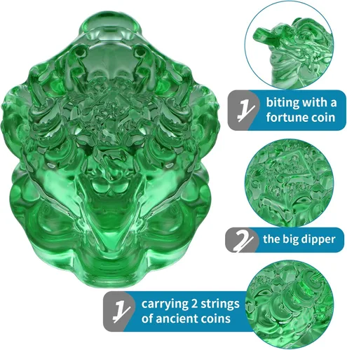 Vista 4 de MDLUU Paquete de 2 estatuas de sapo de dinero, ranas de la fortuna de cristal Feng Shui, amuleto de buena suerte para caja registradora, escritorio