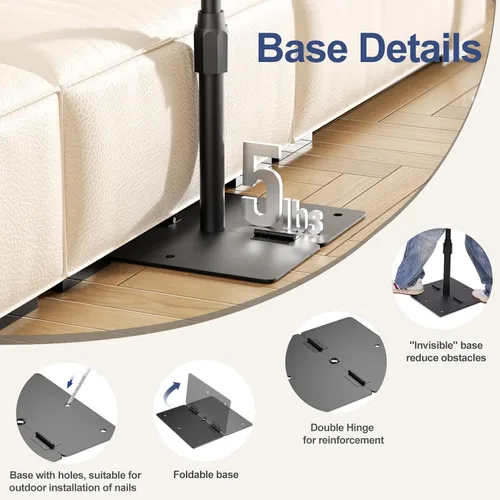 Vista 6 de EMART Soporte de telón de fondo, 10x7 pies (AnxAl), soporte de fondo ajustable para fotos con barra mejorada, base plana resistente, tubo de metal