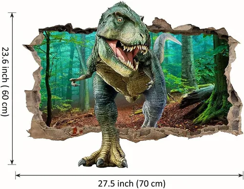 Vista 9 de Supzone Calcomanías de pared de dinosaurio, 3D, decorativas, extraíbles, para dormitorio, bebé, guardería, decoración de pared para niños