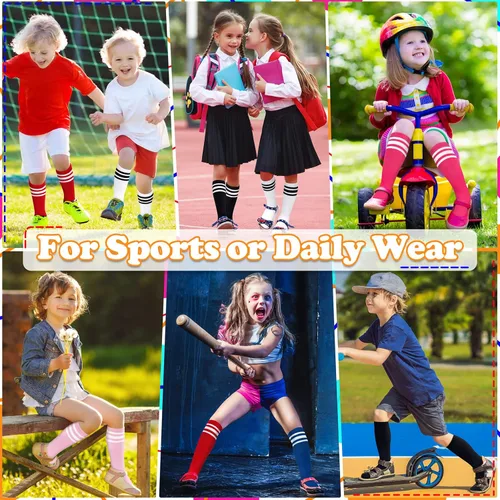Vista 3 de 4 pares de calcetines de fútbol para niños, calcetines de fútbol para niñas, calcetines de fútbol para niños pequeños, calcetines de tubo para niños