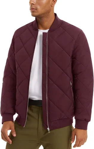 Vista 3 de MAGNIVIT Chaqueta bomber acolchada para hombre, ajuste clásico, cálido acolchado para invierno