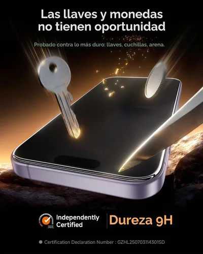 Vista 5 de SMARTDEVIL Protector de pantalla de privacidad para iPhone 17 Pro con protector de lente de cámara, vidrio templado inastillable