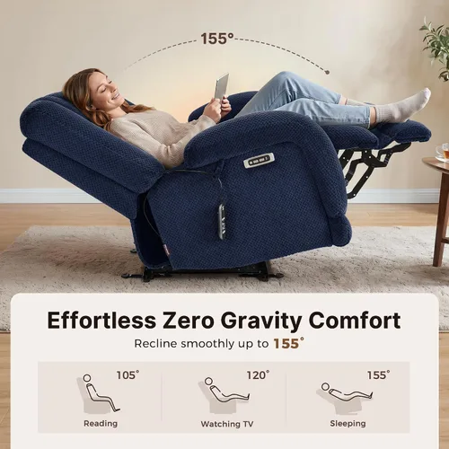 Vista 6 de MCombo 64.6" Oversized Reclining Loveseat with Heat and Massage, Zero Gravity Recliner Loveseat Sofa with Adjustable Headrest and Dual USB Charging