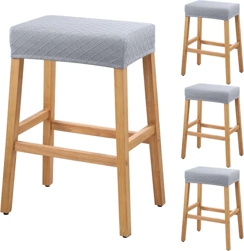 Vista 21 de YISUN Fundas de taburete rectangulares, paquete de 2 fundas elásticas impermeables para asiento de silla de montar, taburetes de bar, sillas de bar