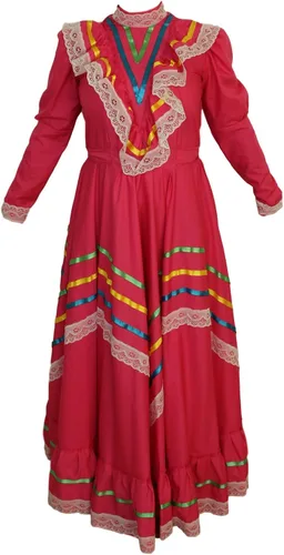 Vista 3 de Vestido tradicional mexicano Jalisco Vestido Tipico Mexicano Mujer Talla L Rosa