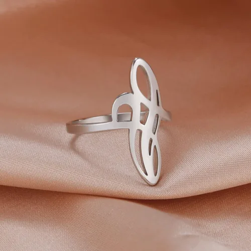 Vista 4 de Anillo de nudo de bruja, anillo de nudo celta de acero inoxidable con diseño geométrico de bruja, anillo de dedo Wiccano, anillo de boda, anillo