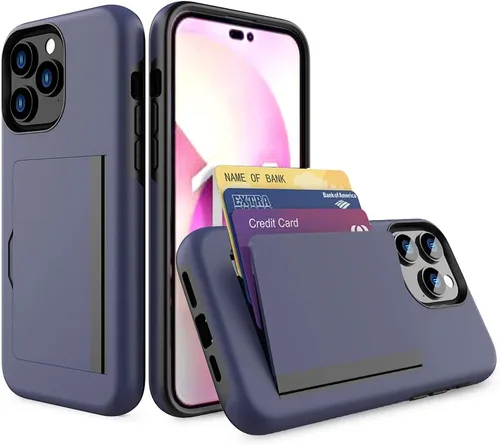 Vista 10 de Funda protectora para iPhone 16 Pro con tarjetero y ranura para tarjeta de crédito, color negro