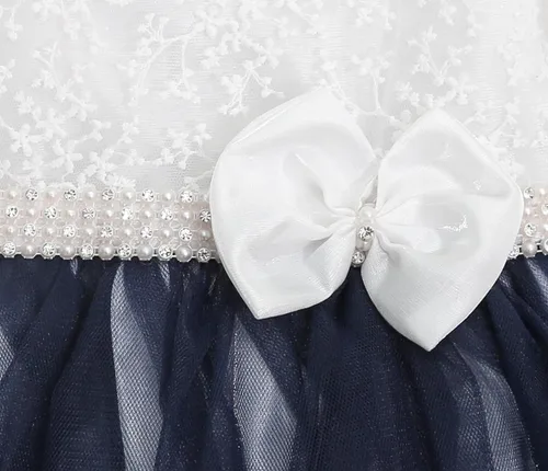 Vista 6 de Lilax Vestido de tul de encaje para niña, traje de fiesta de 3 piezas marino