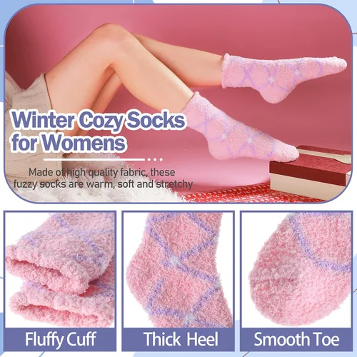 Vista 4 de ANTSANG Womens Fuzzy Socks Slipper Winter Fluffy Comfy Cozy Socks Cabin Warm Home Socks