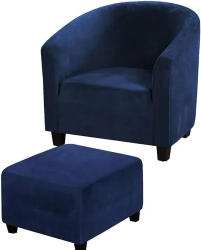 Vista 20 de XMNTG Fundas de terciopelo elástico para sillas de bañera, fundas para sillas de club, fundas redondas para sillas de barril, protector de muebles